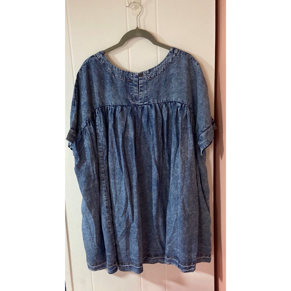 Blue velvet top BLUEVELVET tunic top denim color chambray lightweight blouse SM - Picture 6 of 9